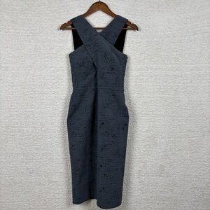 Hunter Bell Dress Womens 2‎ Gray Black Chastain Pencil Sleeveless Zippered Dress